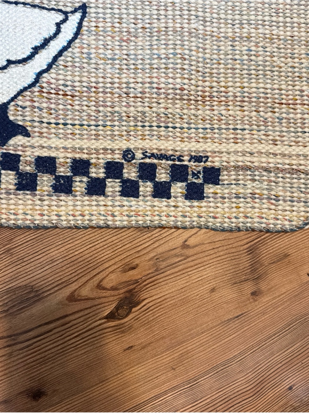 Goose Welcome Vintage 80's Mud Rug Woven Knot Rag Rug 22"x 33" - Picture 2 of 6